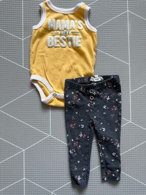 Jessica Simpson|Baby girl set,'Mama's Tiny Bestie' Bodysuit & Ditsy Floral pants